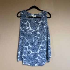 Christina Blue and White Paisley Sleeveless Blouse